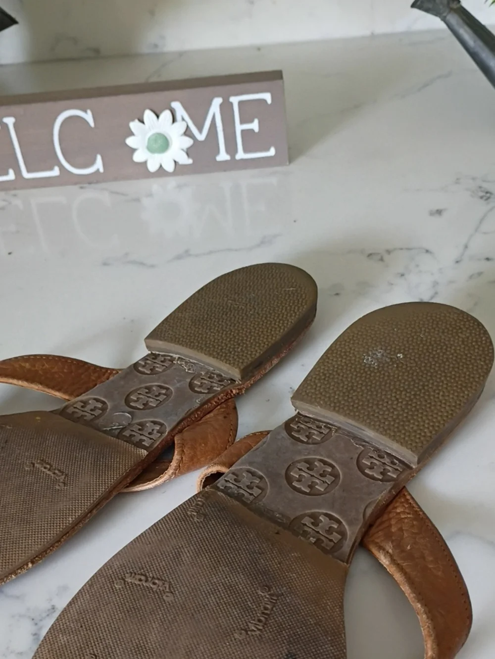 Tory Burch  Leather Logo Thong Sandals